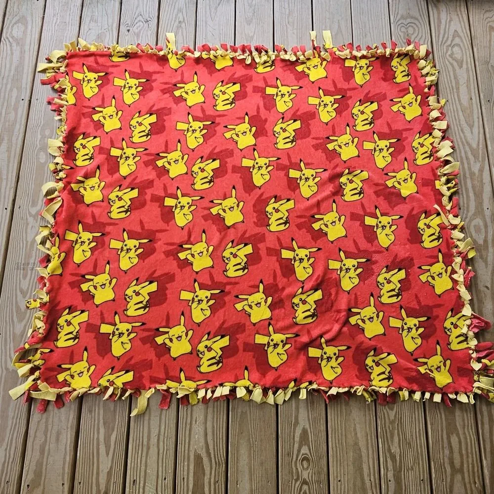 Handmade Pokémon Pikachu Tie Blanket
